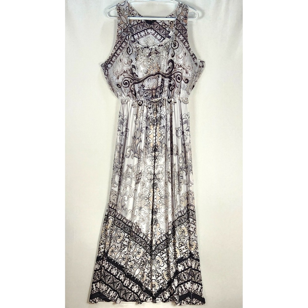Style & Co. Women's Sleeveless Maxi Dress Gray/Black Size L